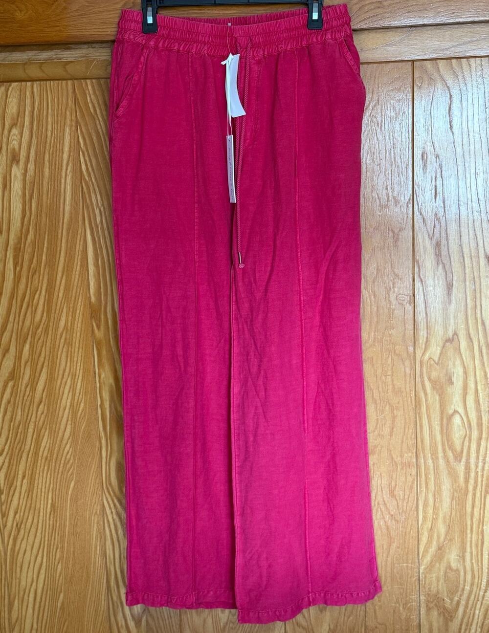 NWT Young Fabulous & Broke Pink Wide Leg Linen Blend Pants L